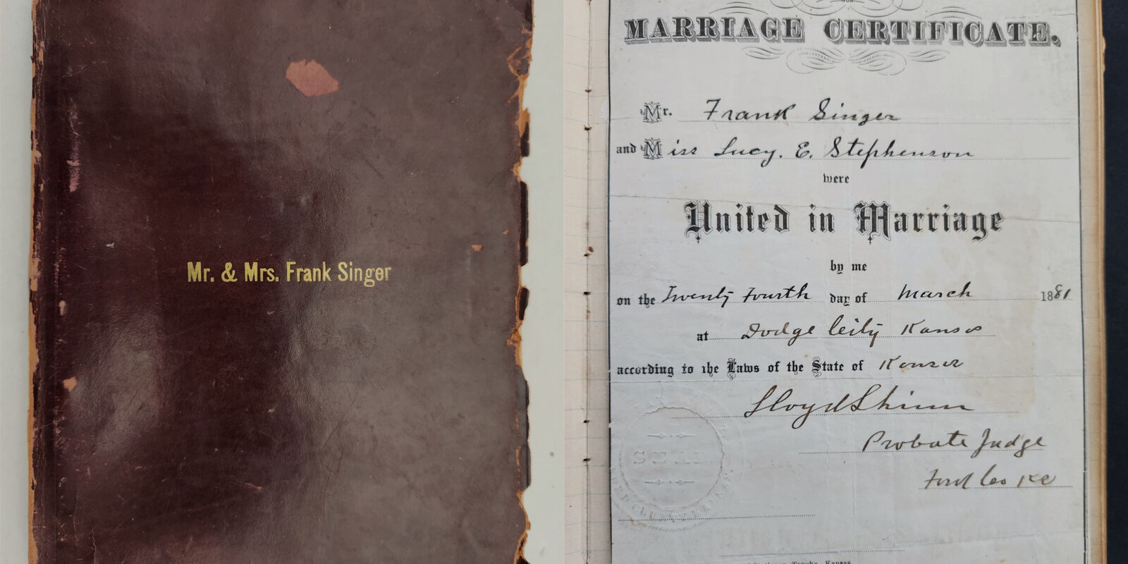 1881 antique Frank SINGER Lucy STEPHENSON dodge city ks ALBUM colorado RR