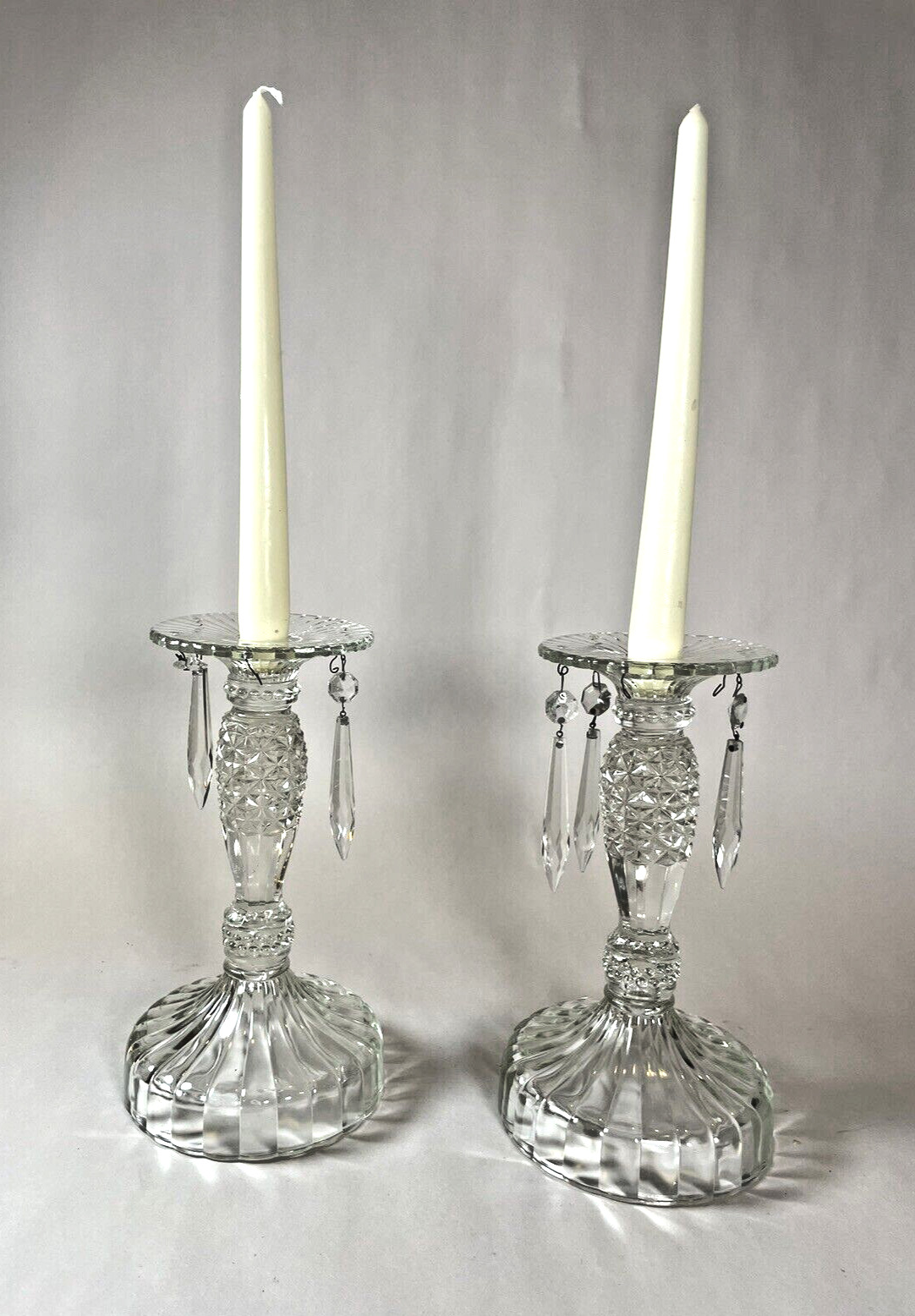 PAIR Of MID CENTRY CANDLE HOLDERS PRISMS