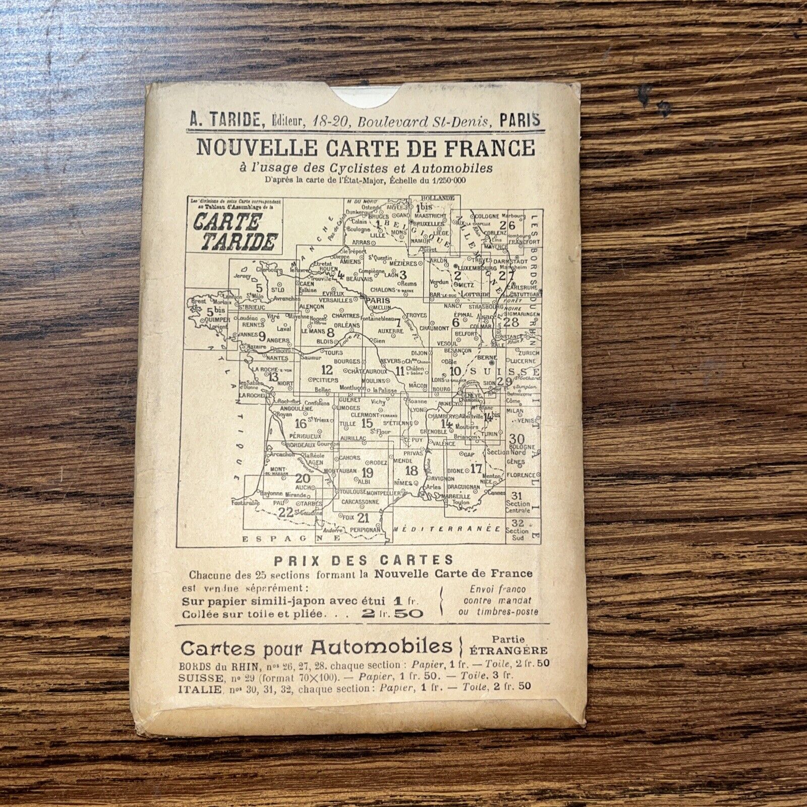Antique Carte Routière de Paris Northwest France Map for Cyclists Automobiles