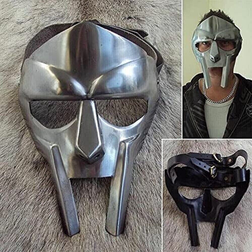 MF Doom Gladiator Mask, Mad-villain, 18g Mild, Steel, Face Armour, Medieval Hand