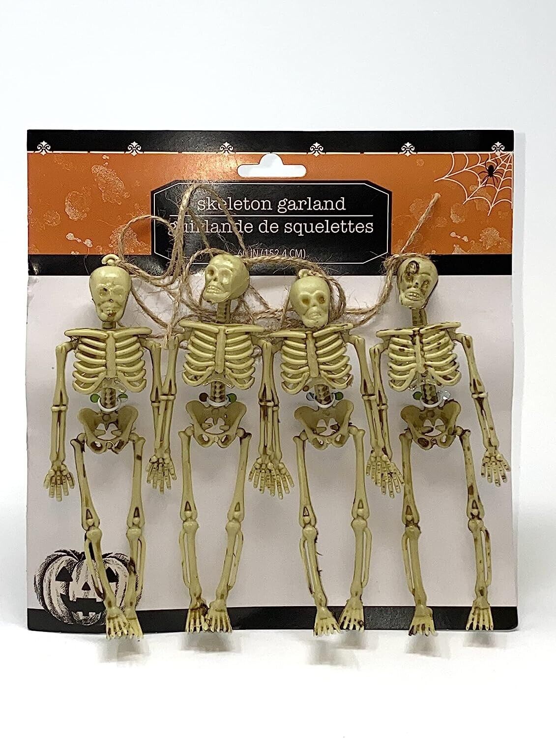 Gothic Skeleton Garland 6 Inch Tall Set of 4 Halloween Skeletons 60 inch Strand