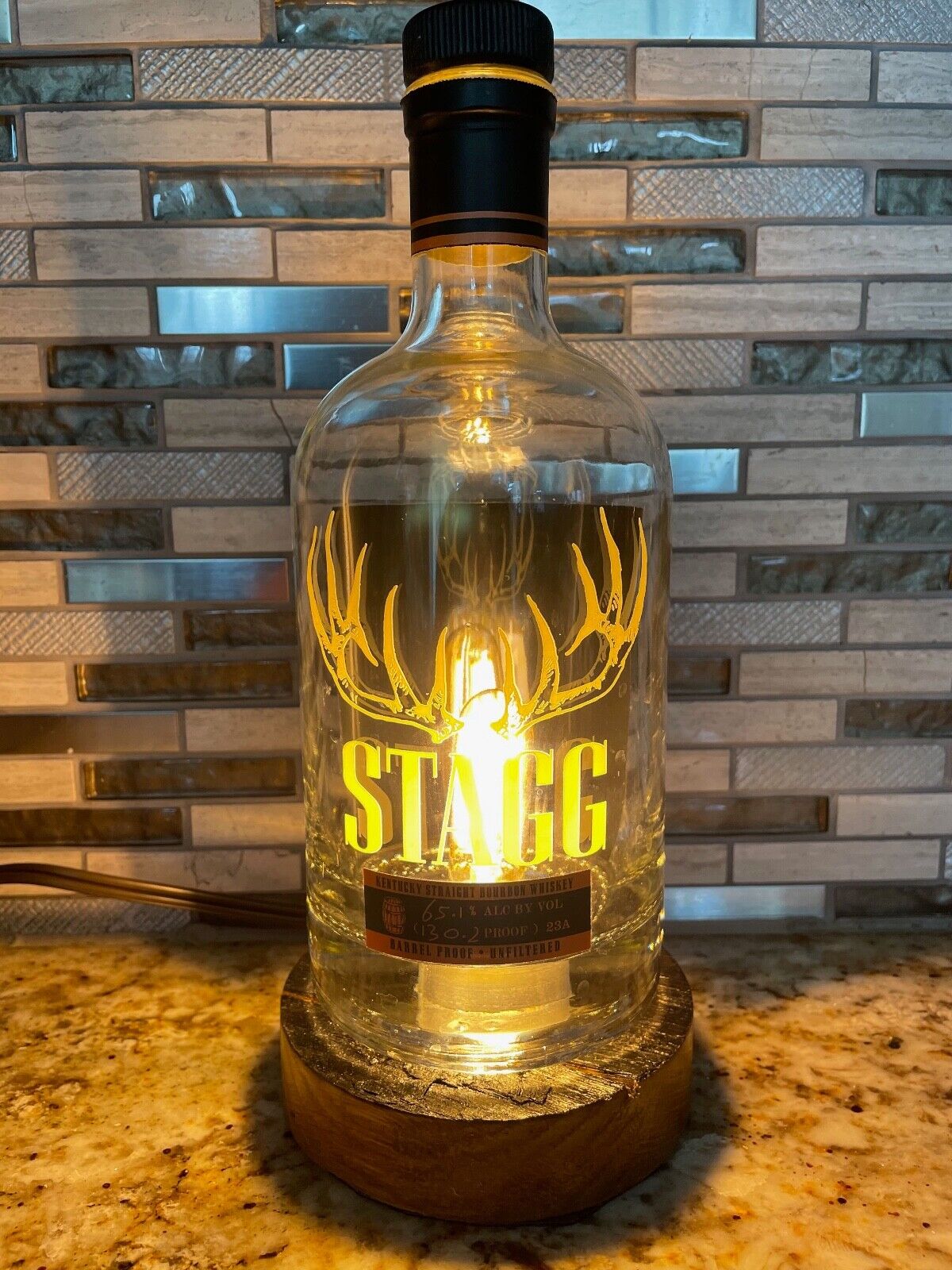 Empty Stagg Bourbon Bottle Lamp