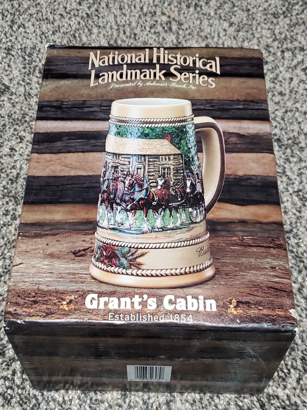 1988 Budweiser National Historic Landmarks Series Grant\'s Cabin Beer Mug Stein