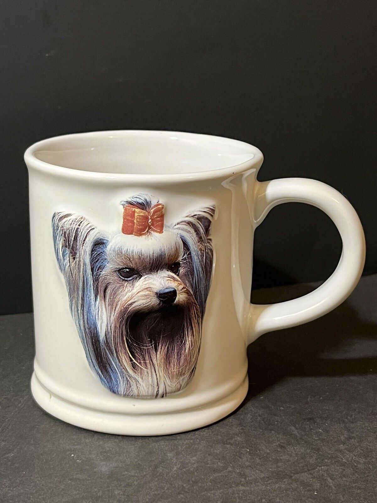 Vtg Xpres Yorkie Dog Coffee Mug Cup 3D Raised Graphics Best Friend Original 1999
