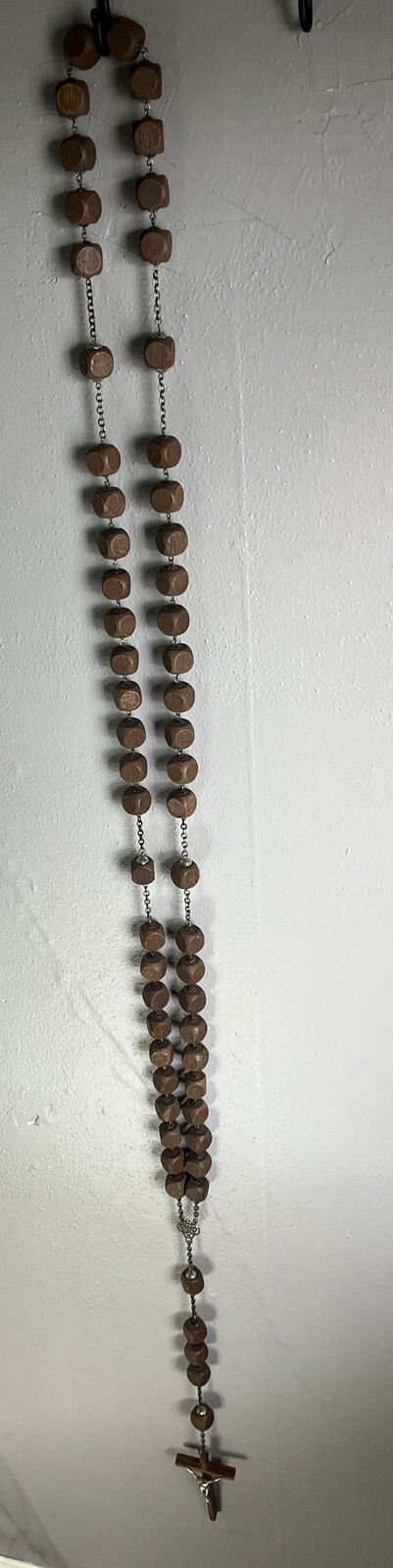 ROSARY - 57” Wooden Wall Rosary -INRI Inscribed -Beautifully Done & Vintage