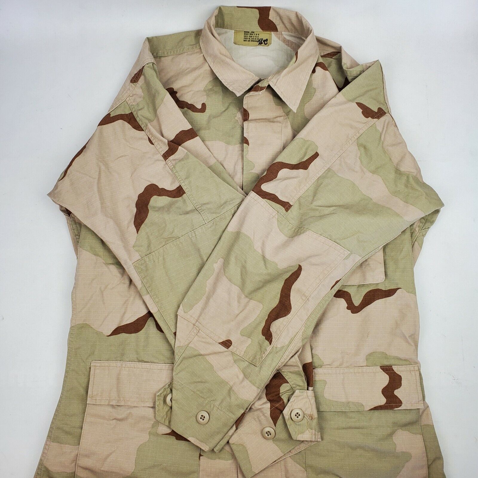 Vintage Military 3 Color Desert Camo Combat Coat Sz Medium Long Made In USA
