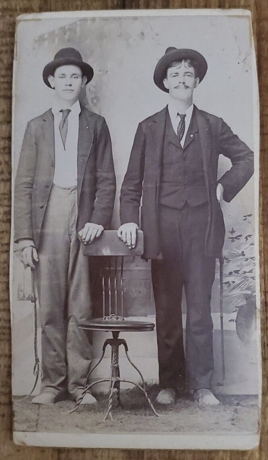 Young Men In Suits Ollie Moore Vintage CDV Carte de Visite Photograph size