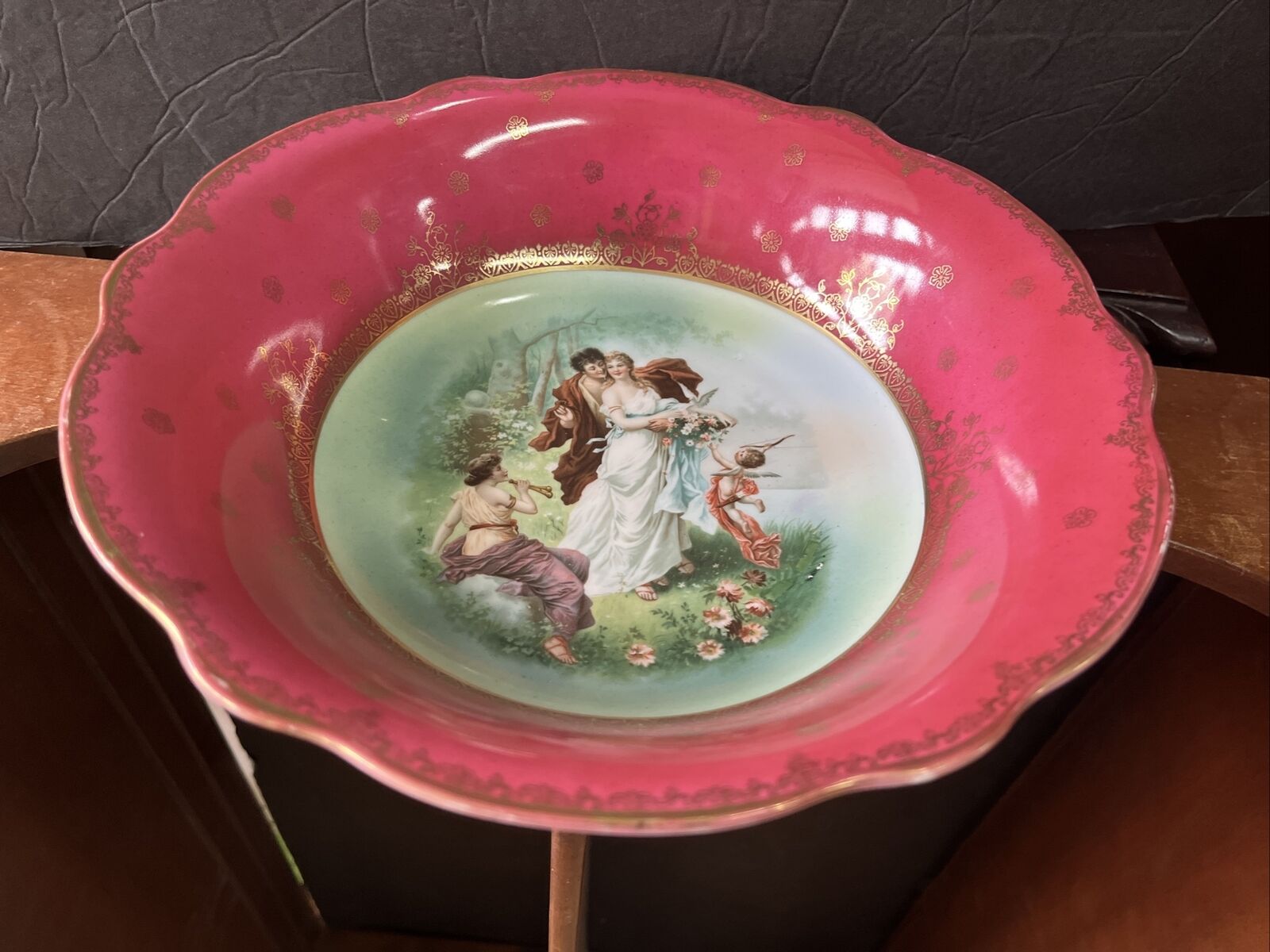 Antique Carl Tielsch C.T. silesia germany porcelain fruit bowl angel 