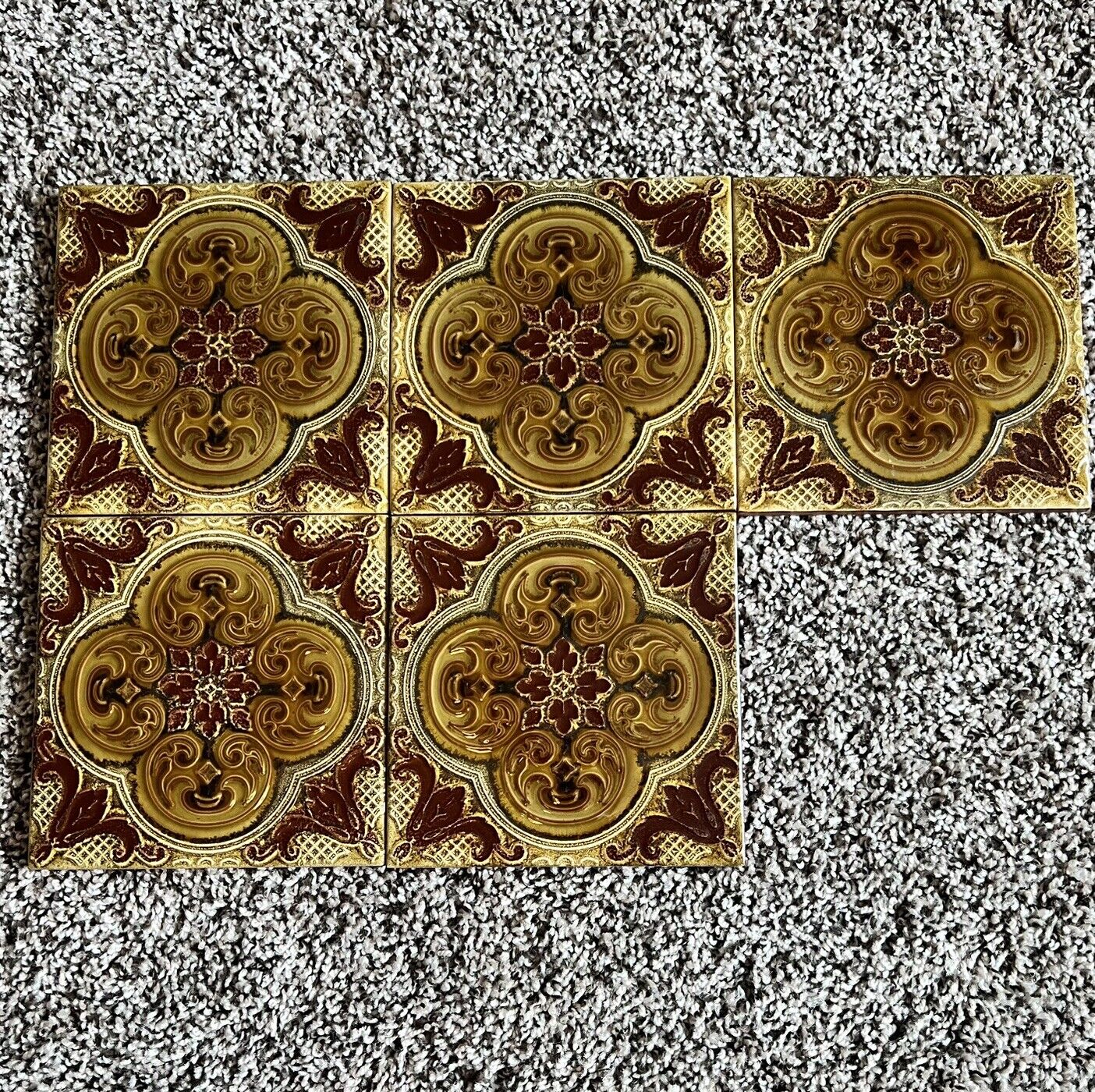 5 Pc Vintage La Campanella Sassuolo Tile Made in Italy - Brown