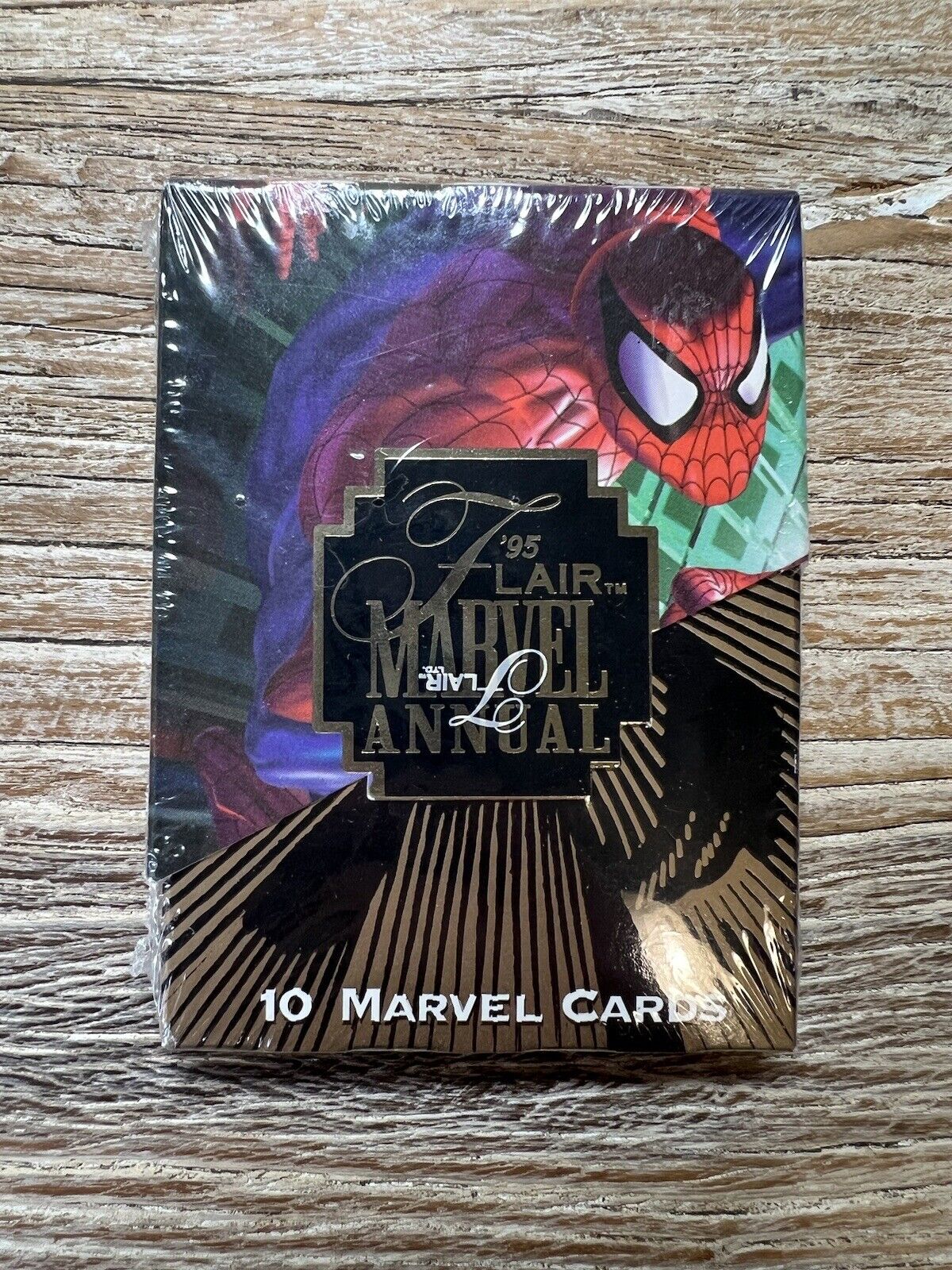 Sealed 1995 Flair Marvel Annual Hobby Pack - Includes 10 Cards - Spiderman Cover