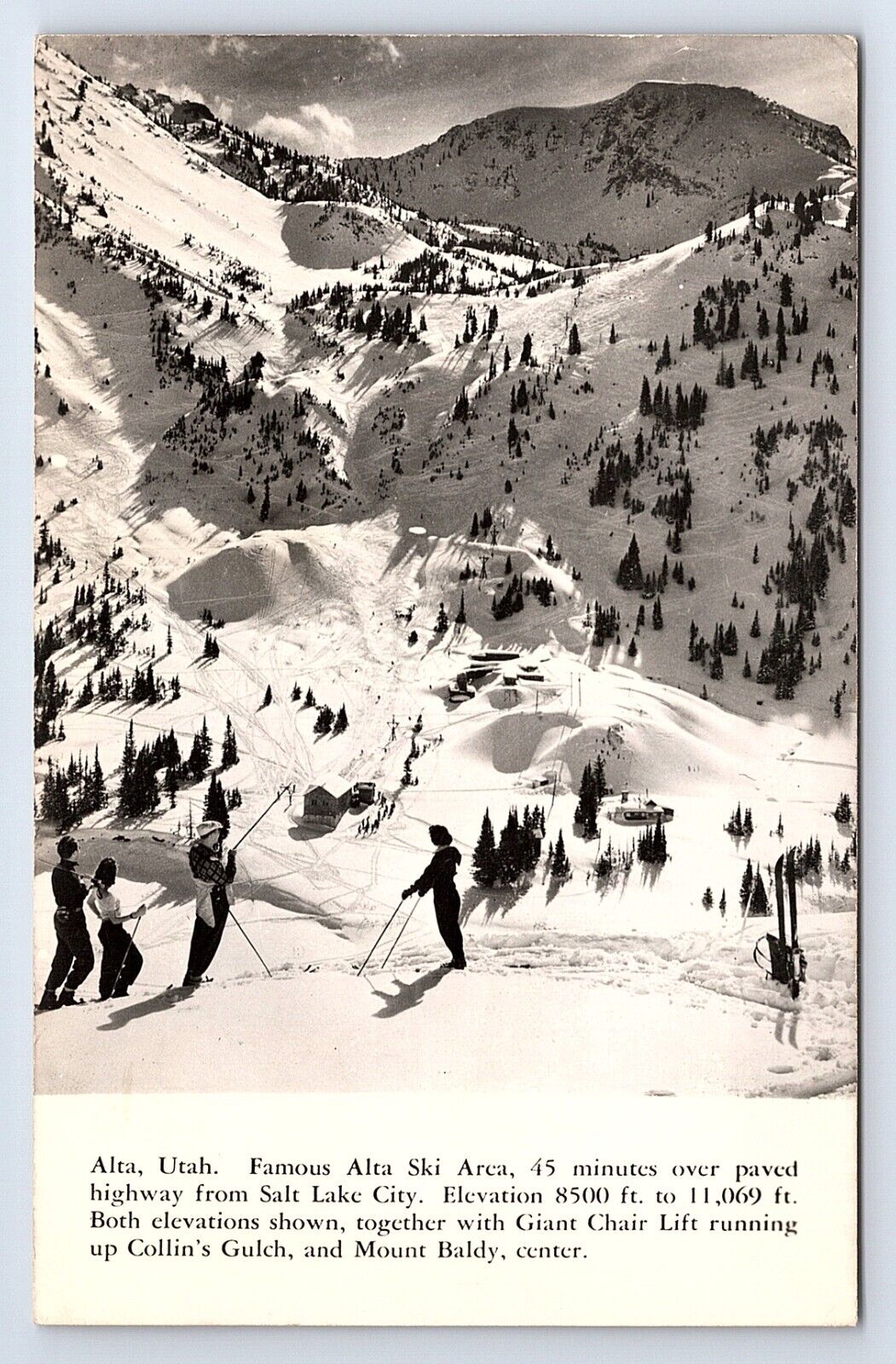 Postcard RPPC Real Photo Alta Utah Skiing Snow Mountains Near Salt Lake City UT