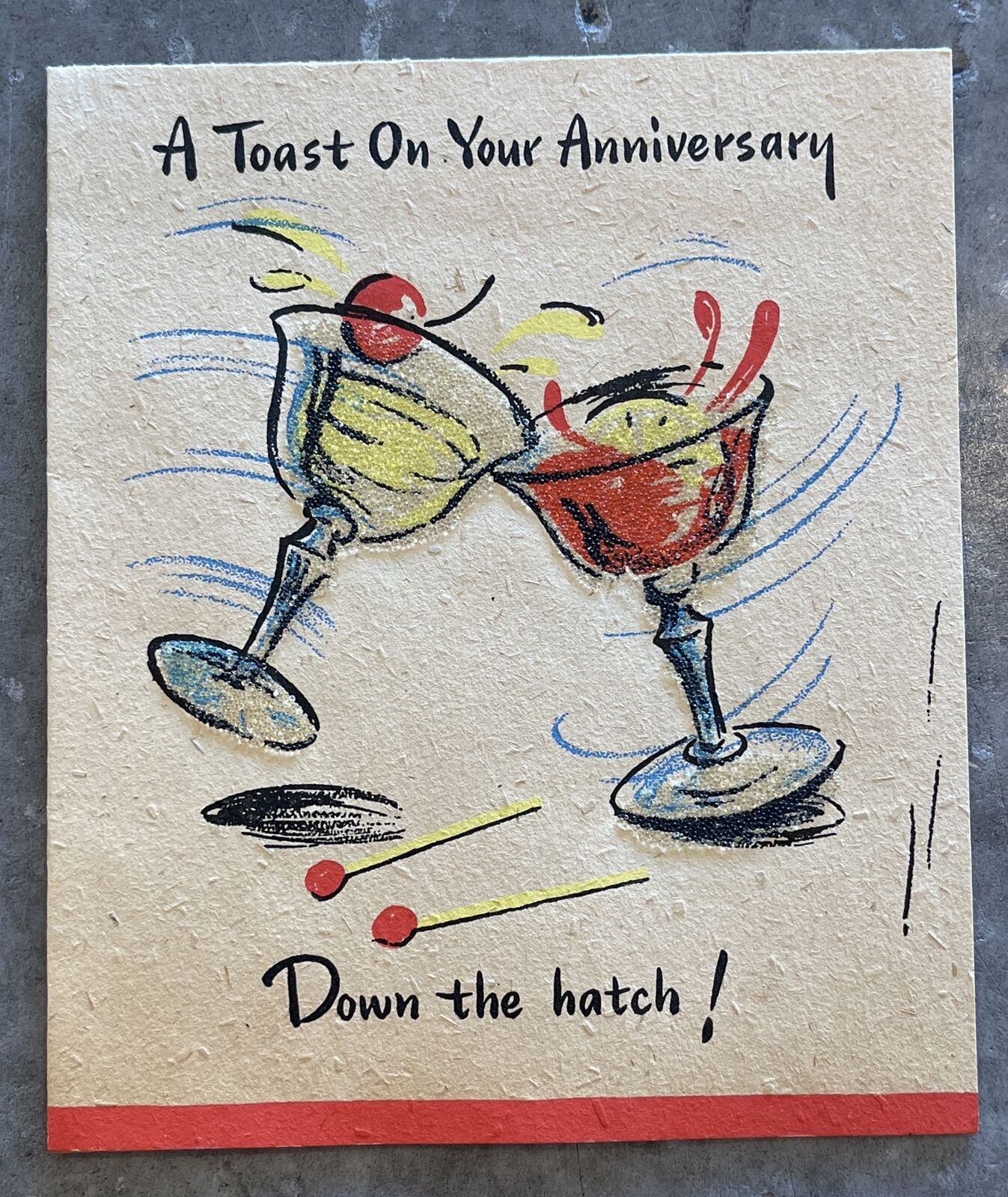 Vintage Hallmark Anniversary Greeting Card Matching Cocktails Toast