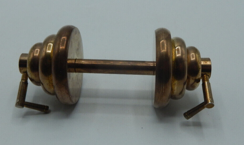 Vintage Solid Brass Dumbbell Weight Exercise Barbell Desk Paperweight 4\