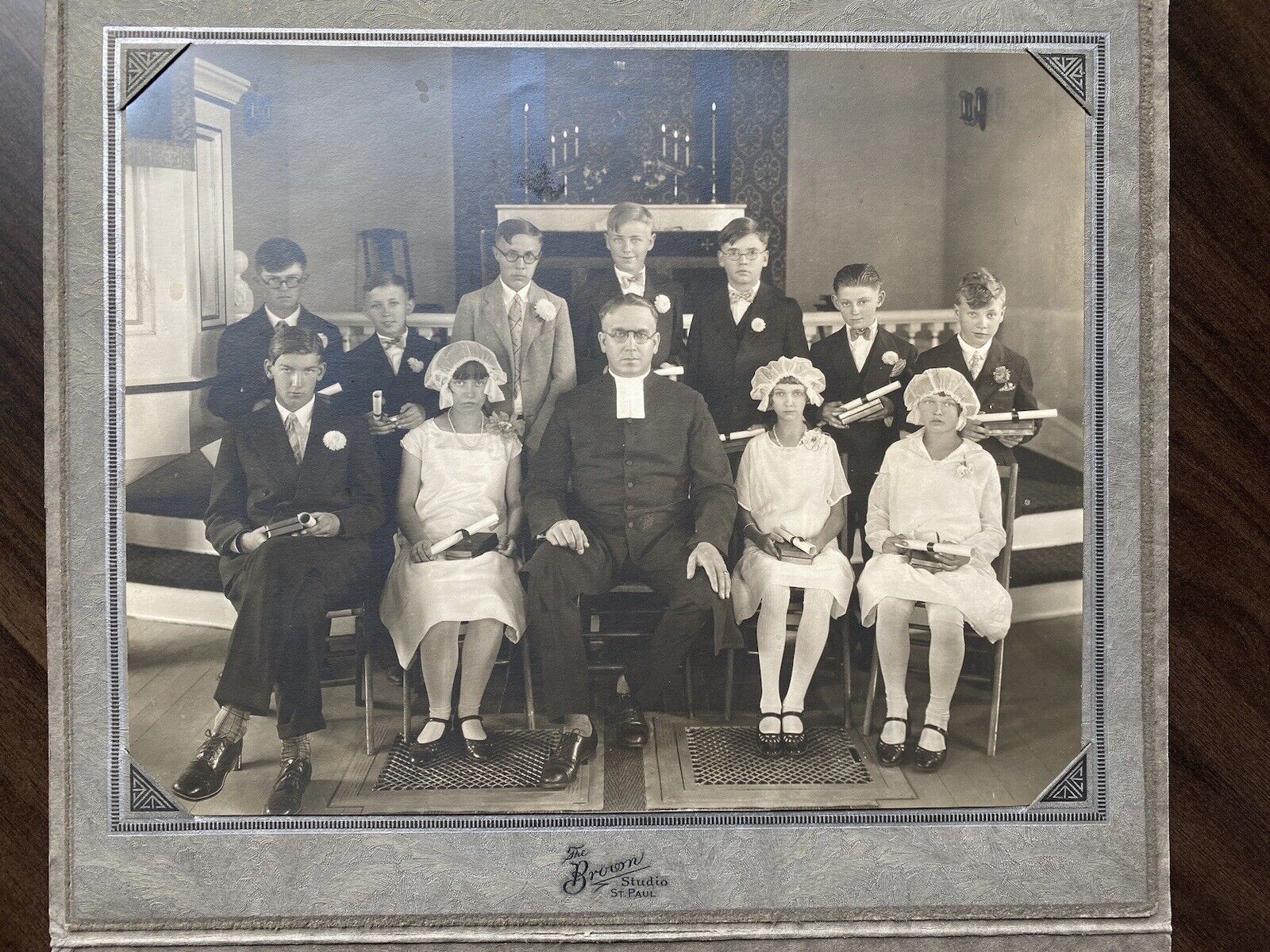 Minnesota 1925 Episcopal Kids & Priest Eagle Bend Tonsager Family Vintage Photo