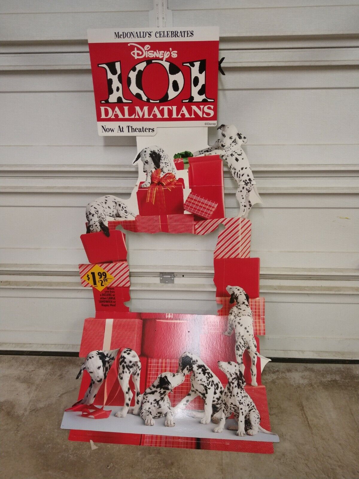 1998 McDonald\'s 101 Dalmatians Cardboard Happy Meal Toy Advertising Sign Display