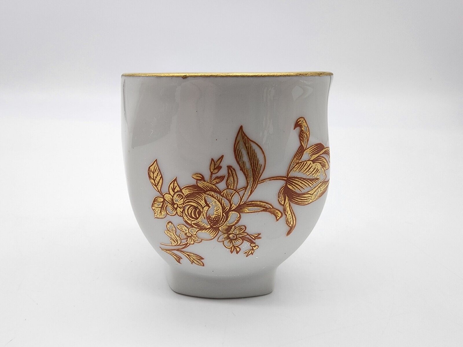 Limoges France Fontanille & Marraud (F.M) Floral Gold Red Porcelain Cup 