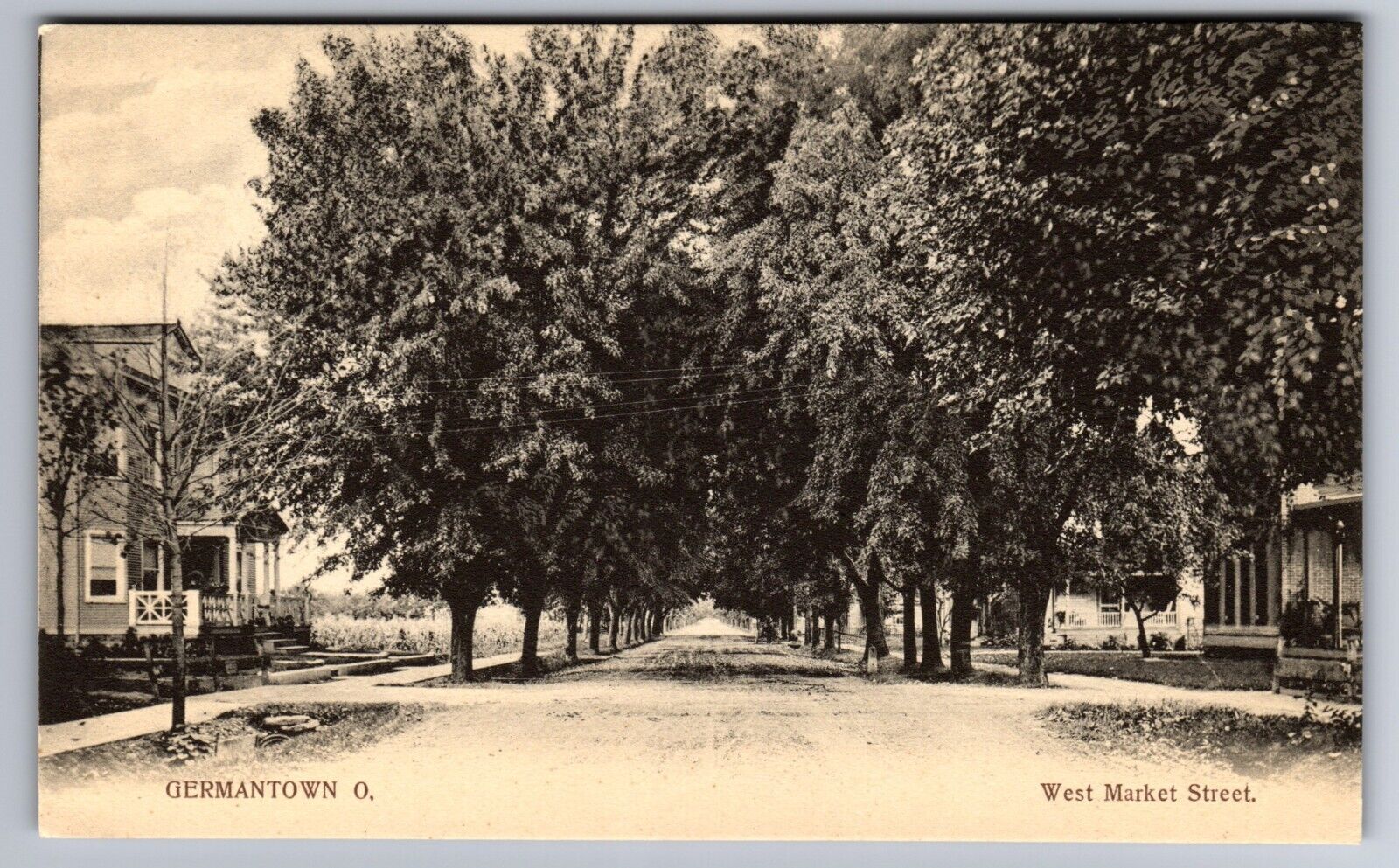 C.1910 PPC GERMANTOWN OH OHIO, WEST MARKET STREET PEACOCK BECHTOLT Postcard P41D