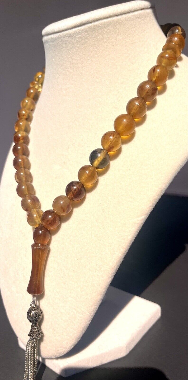 Indonesian Natural Antique Blue Amber Tesbih, Prayer Beads, Rosary