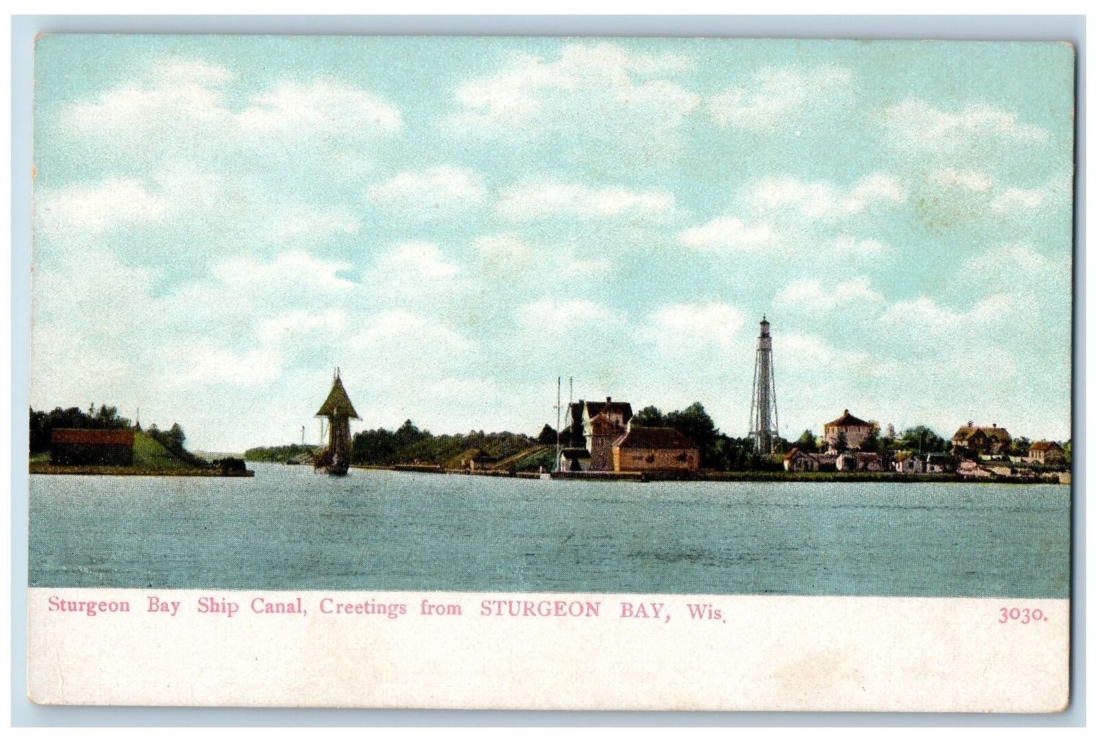 c1905\'s Sturgeon Bay Ship Canal Creetings From Sturgeon Bay Wisconsin Postcard