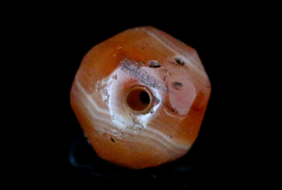 Well Worn Ancient Faced Carnelian Bead, Indus Valley Chung Bead  11 mm #C508