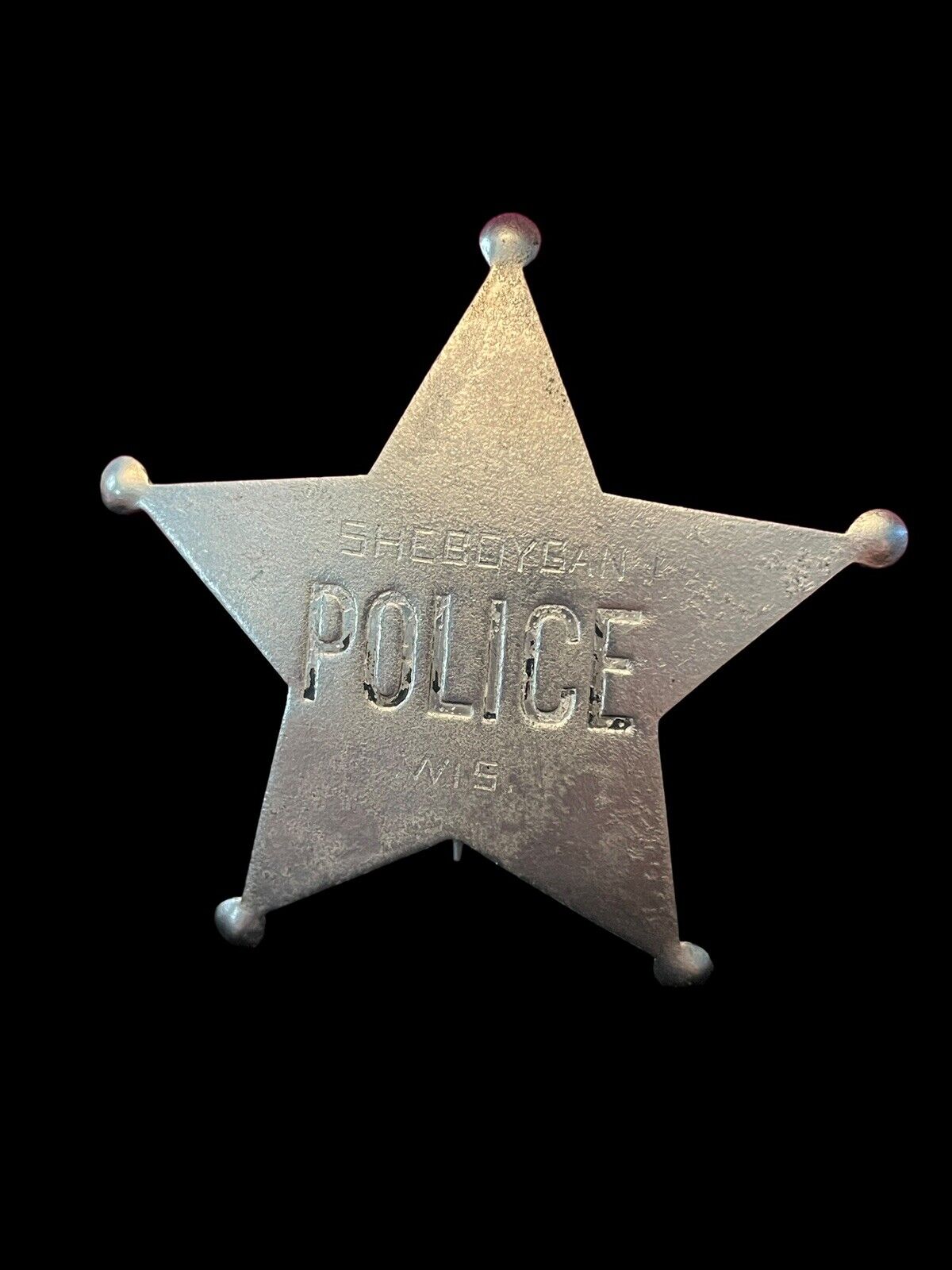 Vtg Obsolete Police Badge 5 Point Ball Tip Antique Sheboygan Wis