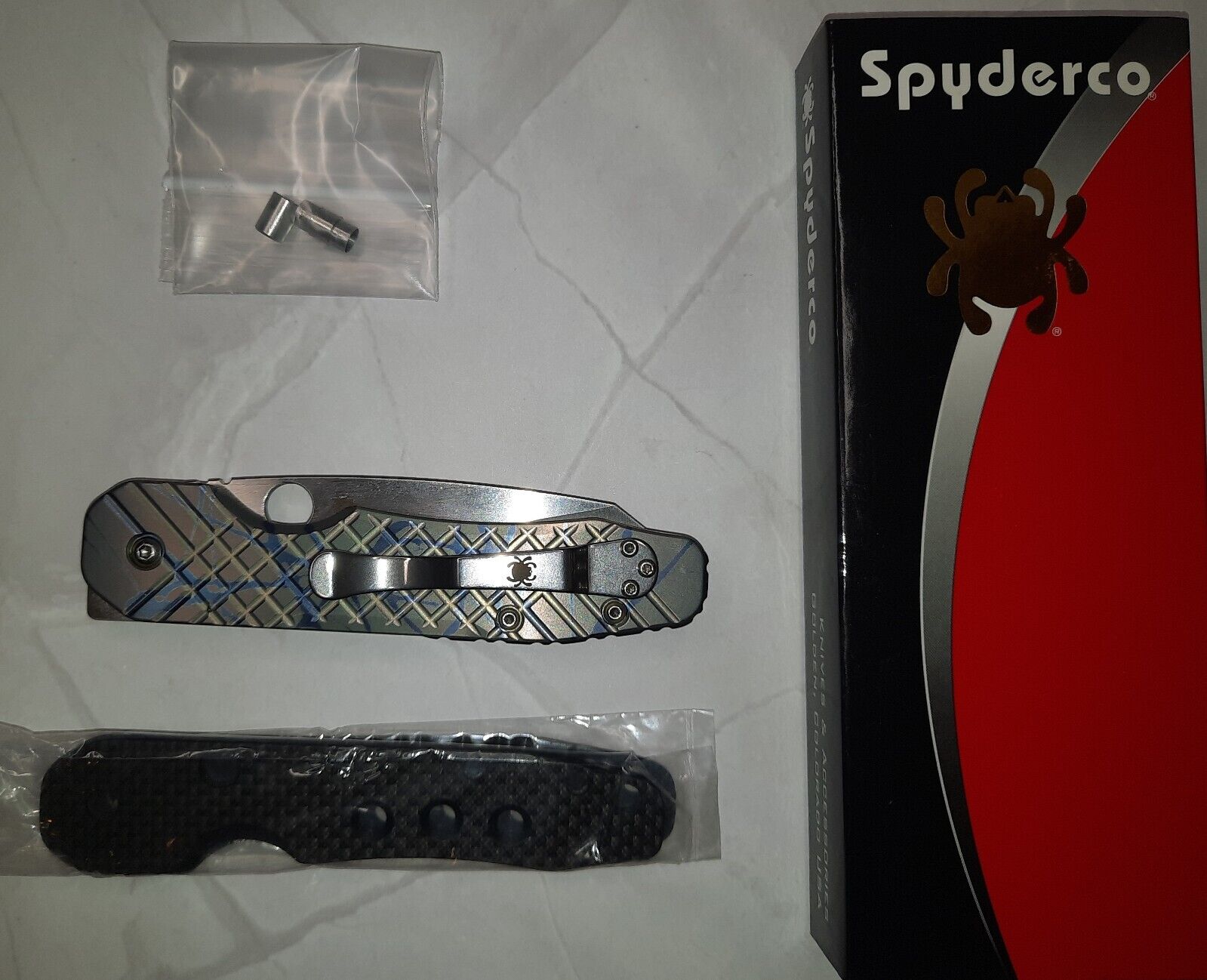 Spyderco Smock + Metonboss Custom Titanium Scales and Backspacer