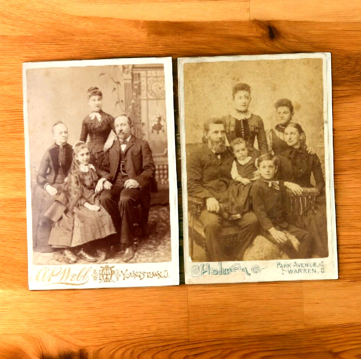 TWO Antique Victorian Photo Photograph Cabinet Card Family OHIO Genealogy