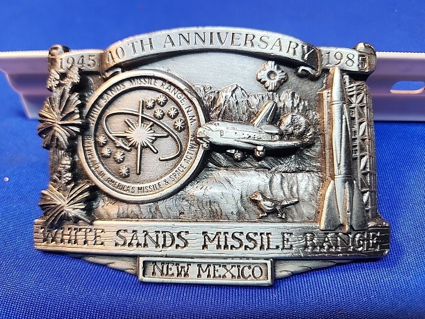 Vintage White Sands Missile Range New Mexico 40th Anniversary 1985 Belt Buckle