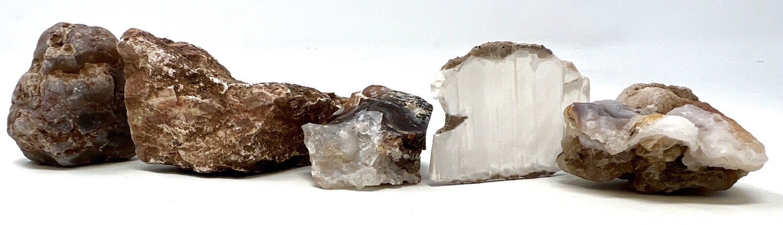 Loose Natural Stone - United States: Agate & Chalcedony 5pc Raw Lot 190g