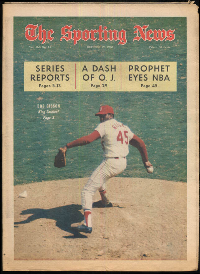 SPORTING NEWS 10/19 1968 Bob Gibson; OJ Simpson; World Series; Wilt &c