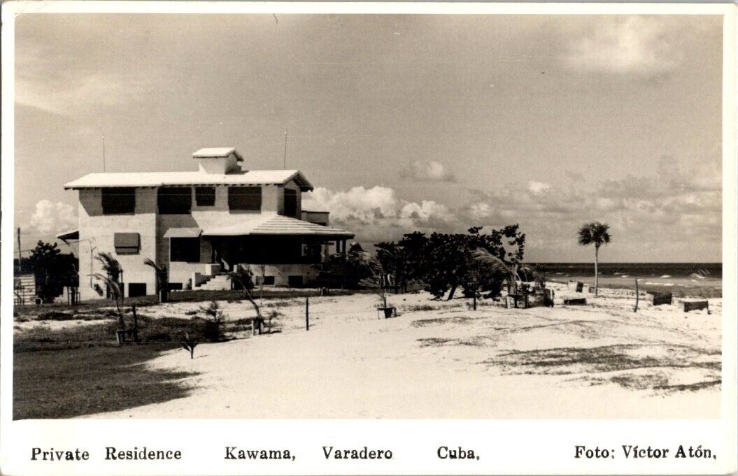 vintage real photo postcard - Private Residence Kawama, Varadero Cuba,