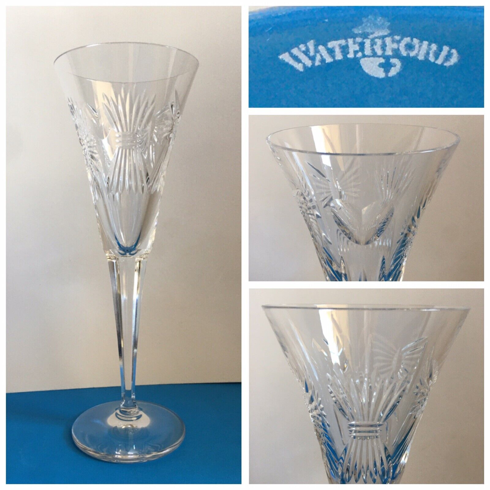 WATERFORD CRYSTAL CHAMPAGNE WINE GLASS BOWS & LOVE HEART 9 1/4\