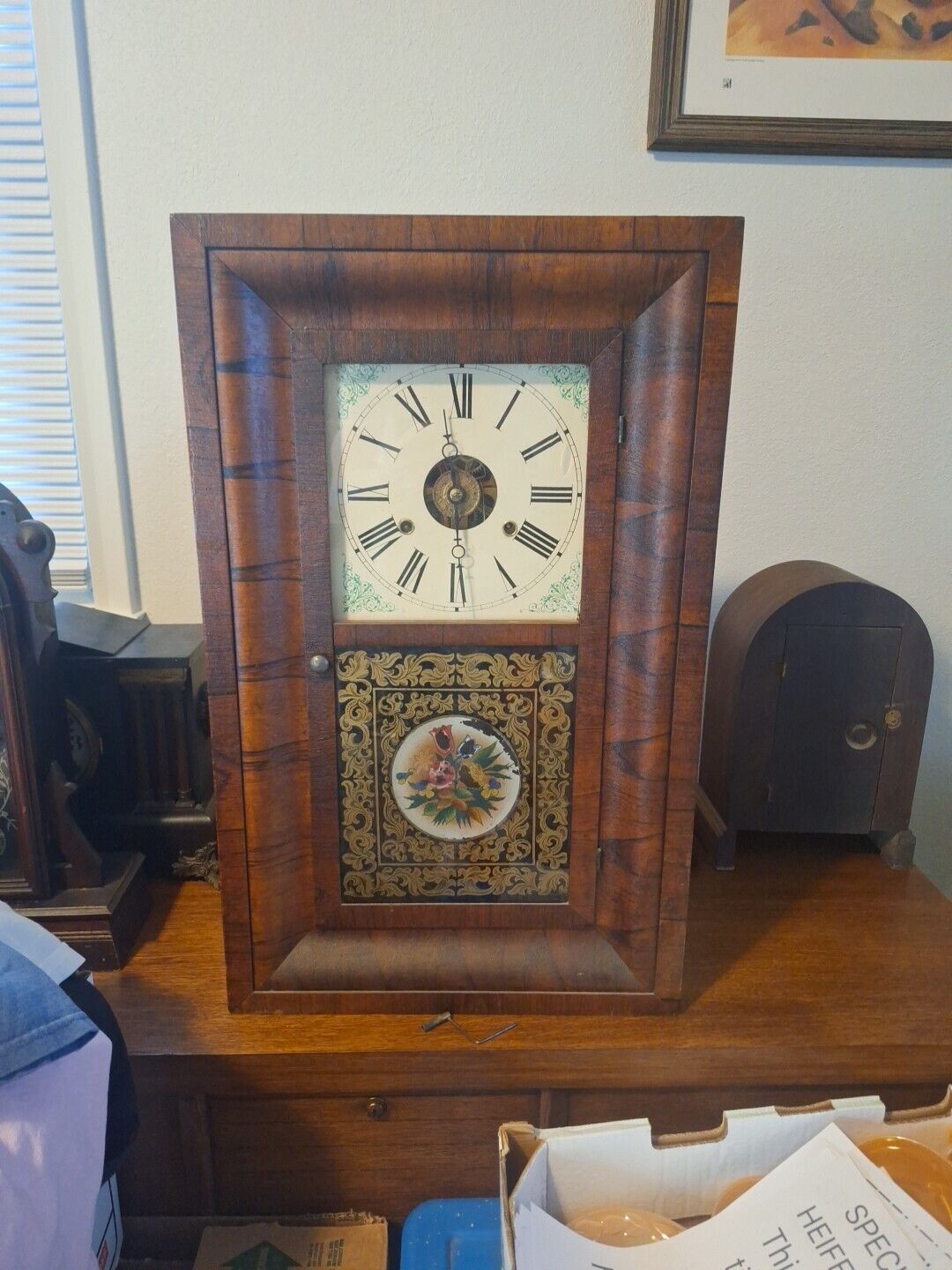 Antique Seth Thomas Large Mantel Cabinet Clock, Winds, Runs, Chimes 