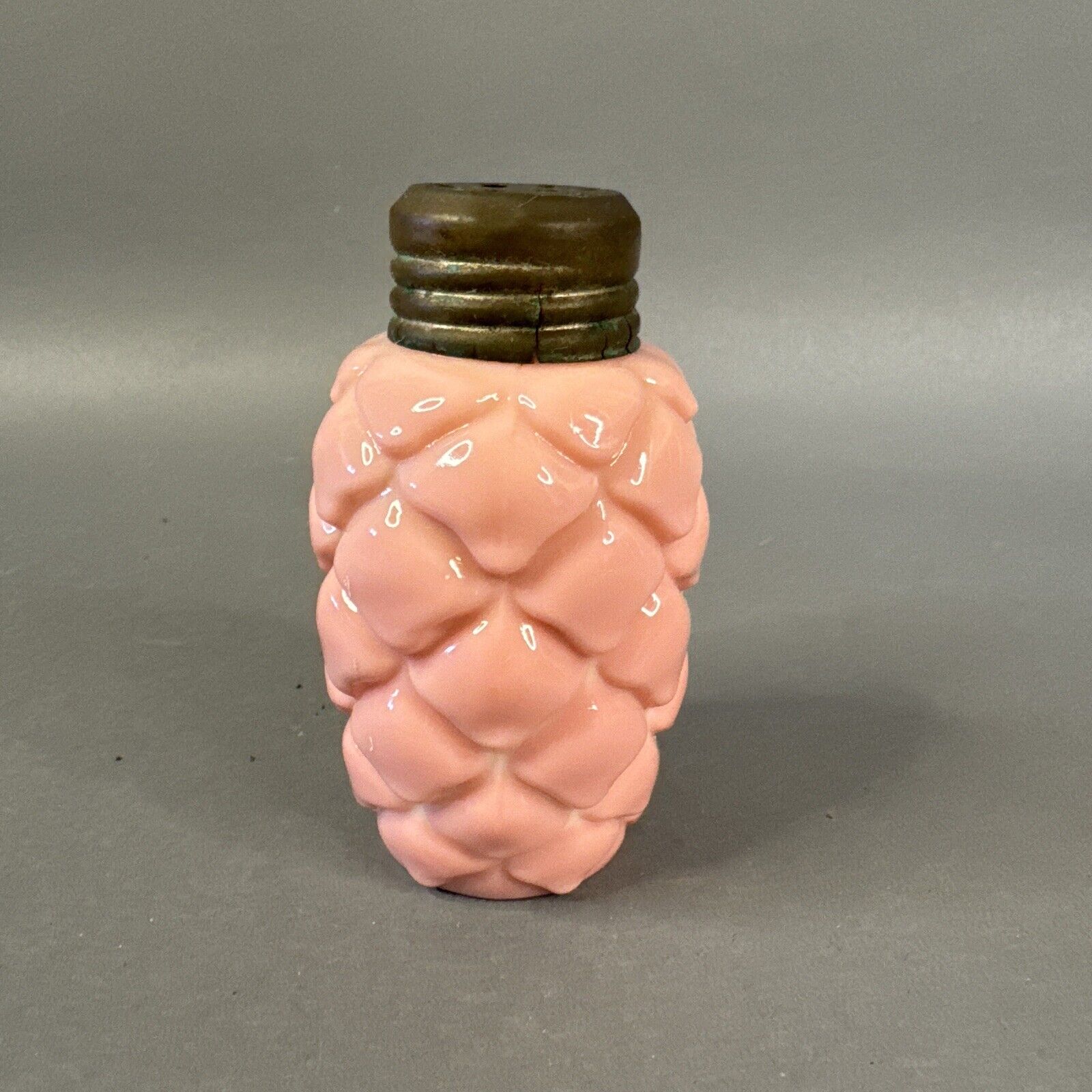 Antique Consolidated Pink Milk Glass Pine Cone Salt Shaker