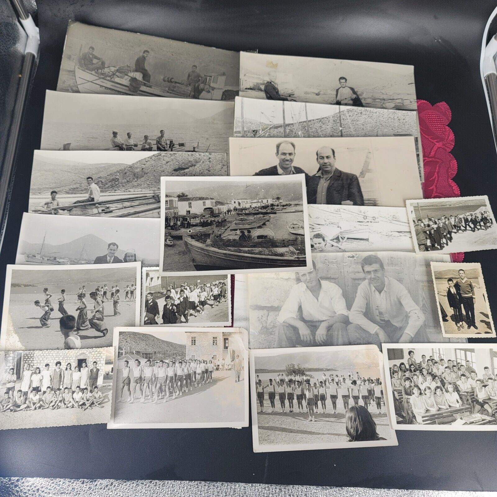 Vintage Black & White Photos Lot 50s 60s Originated from Greece People Boats