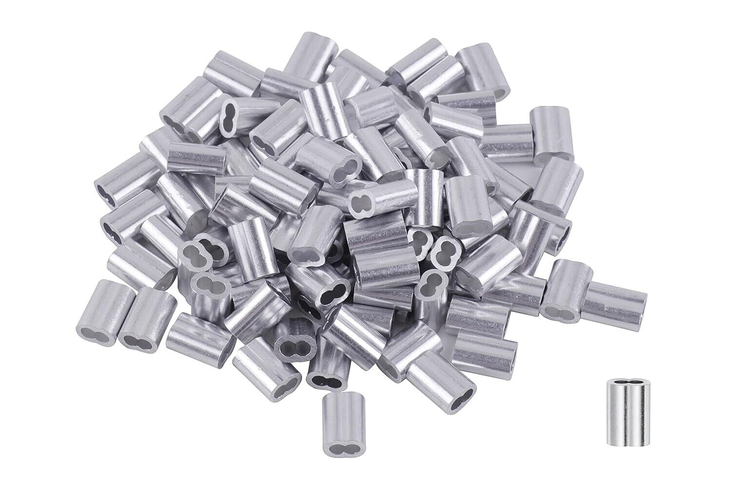 50PCS Aluminum Crimping Sleeve for Wire Rope Cable Ferrule Diameter 3/16