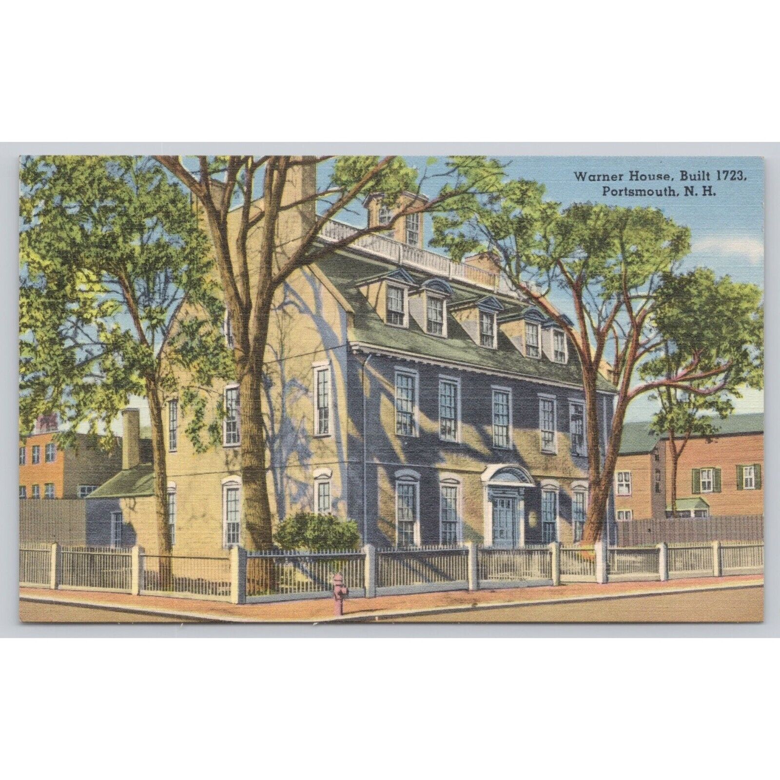 Postcard Linen Warner House Built 1723 Porthsmouth New Hampshire