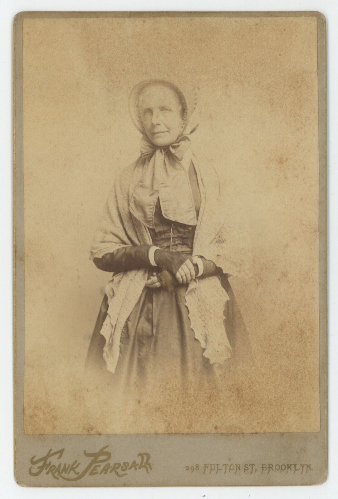 Antique c1880s Rare Cabinet Card Quaker Woman Named Martha Dodson Brooklyn, NY
