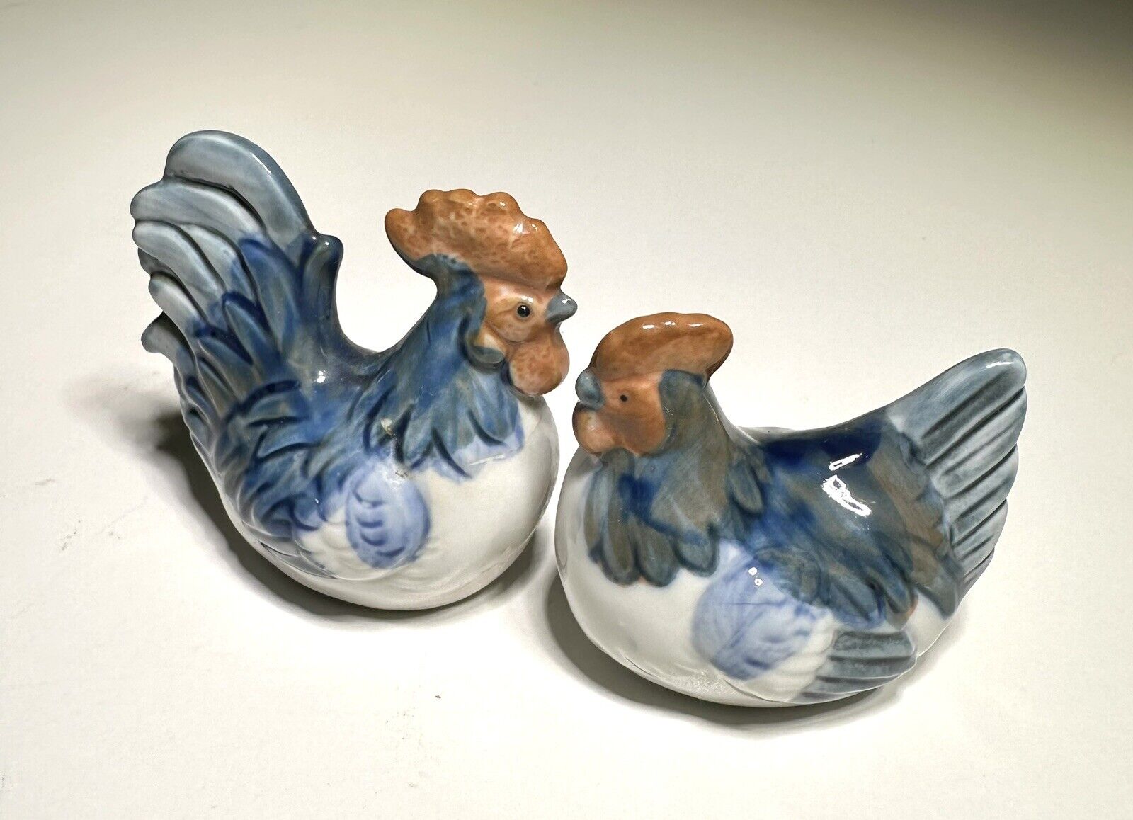 Vintage Otagiri Japan Chicken Rooster Hen Porcelain Ceramic Country Blue