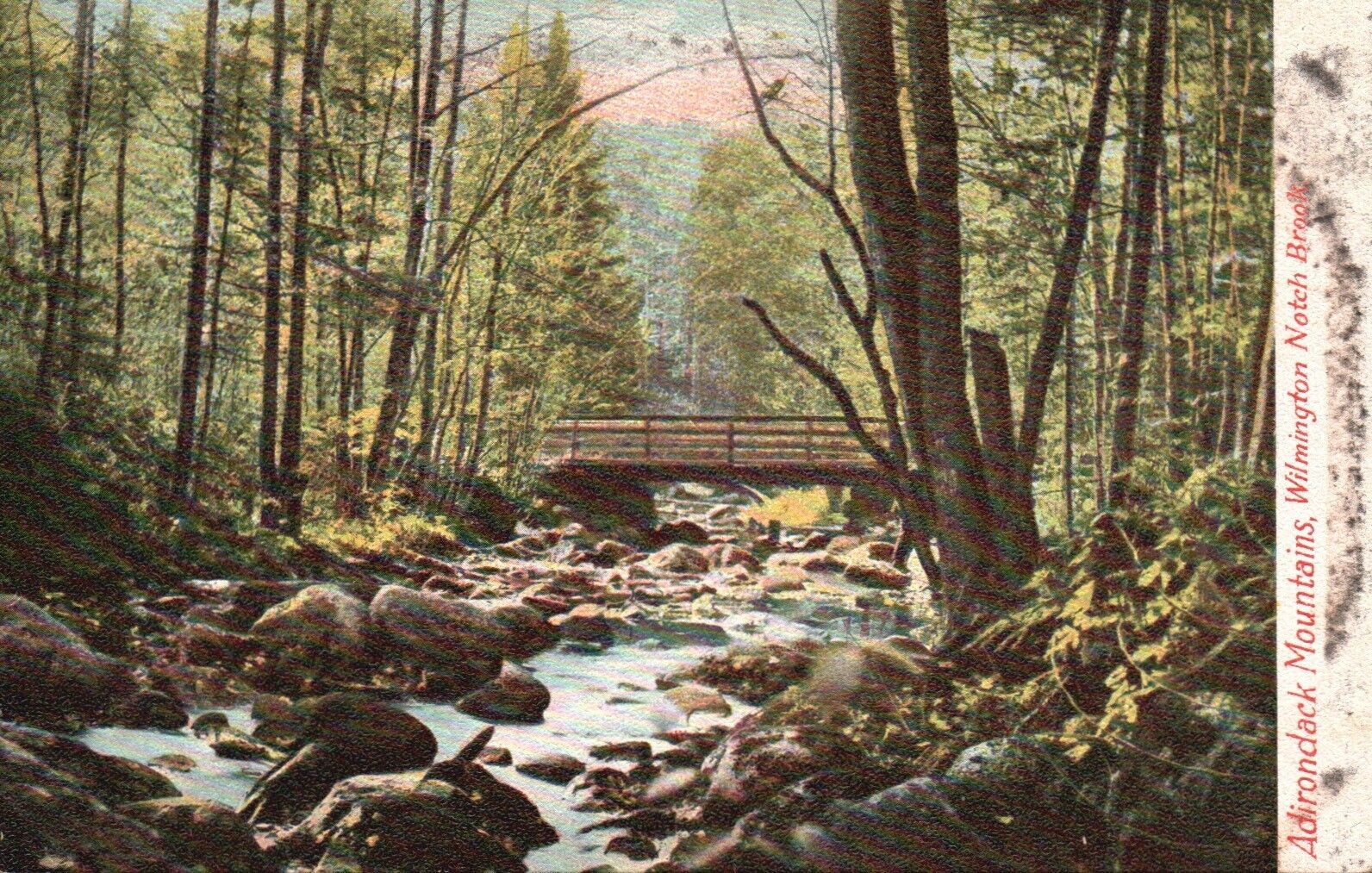 Postcard NY Adirondacks Mts Wilmington Notch Brook UDB Vintage PC f4043