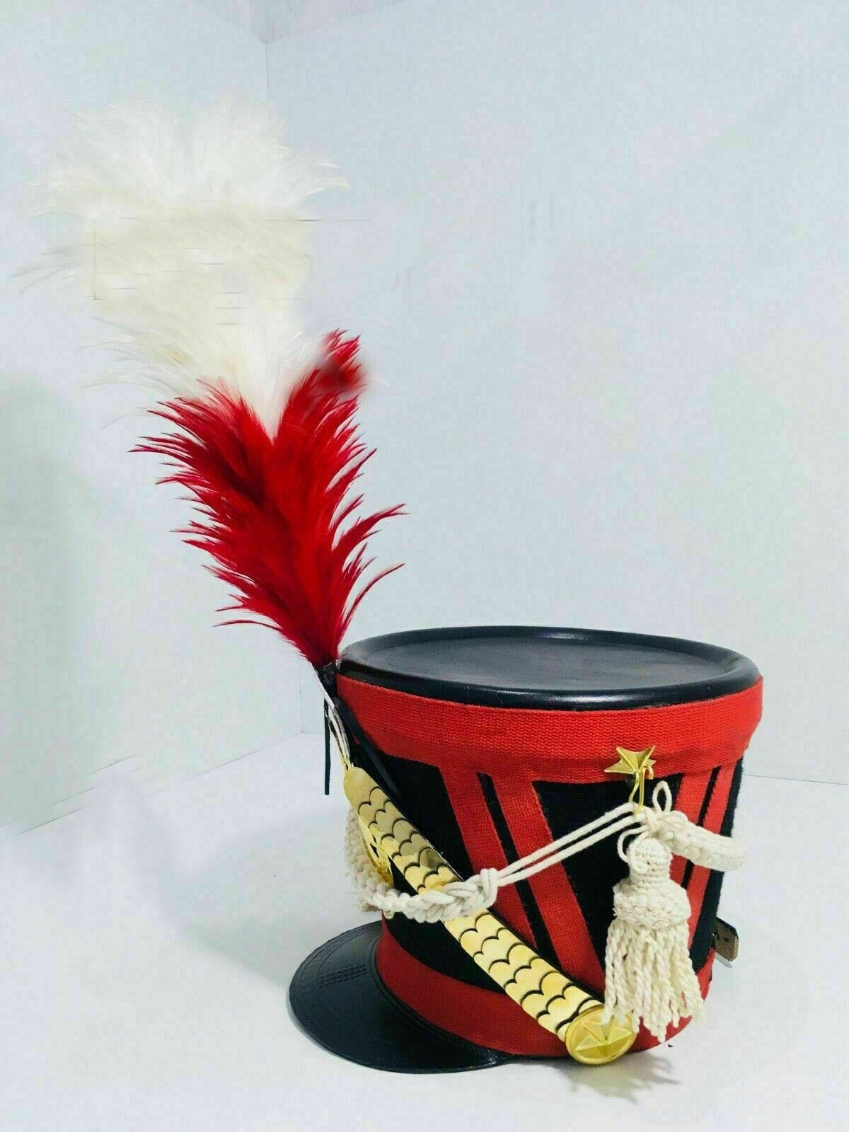  French Napoleonic Shako Helmet with Red Plume Halloween Gift  H1