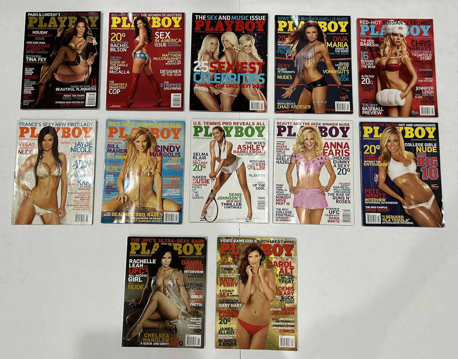 Playboy Magazine 2008 Full Year Complete W/Centerfolds Jayde Nicole Anna Faris