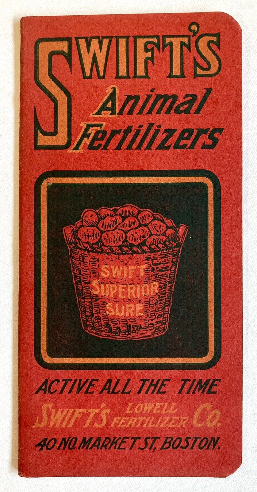 Antique 1910 Swift\'s Lowell Animal Fertilizer Pocket Notebook Unused Advertising