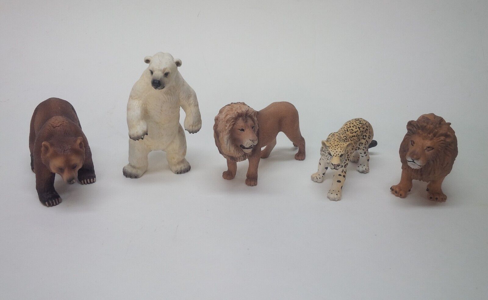 Lot of 5 Schleich Wild Animal - 2 Lions - Polar Bear - Cheetah - Brown Bear