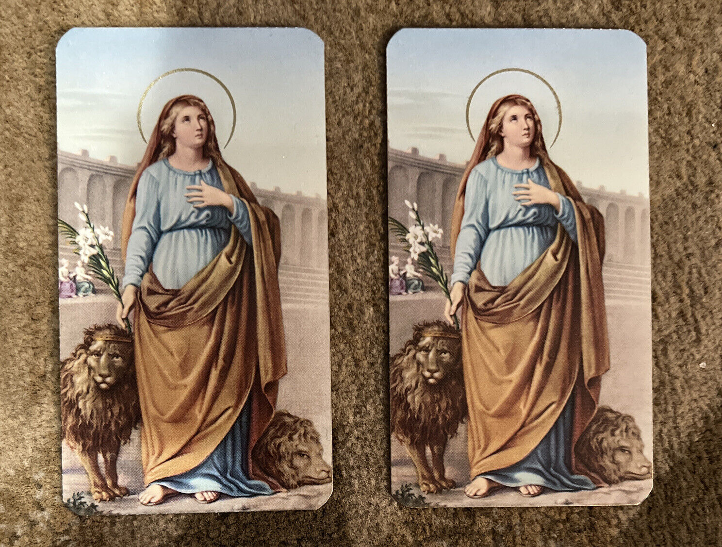 New holy card set of two of Saint Thecla