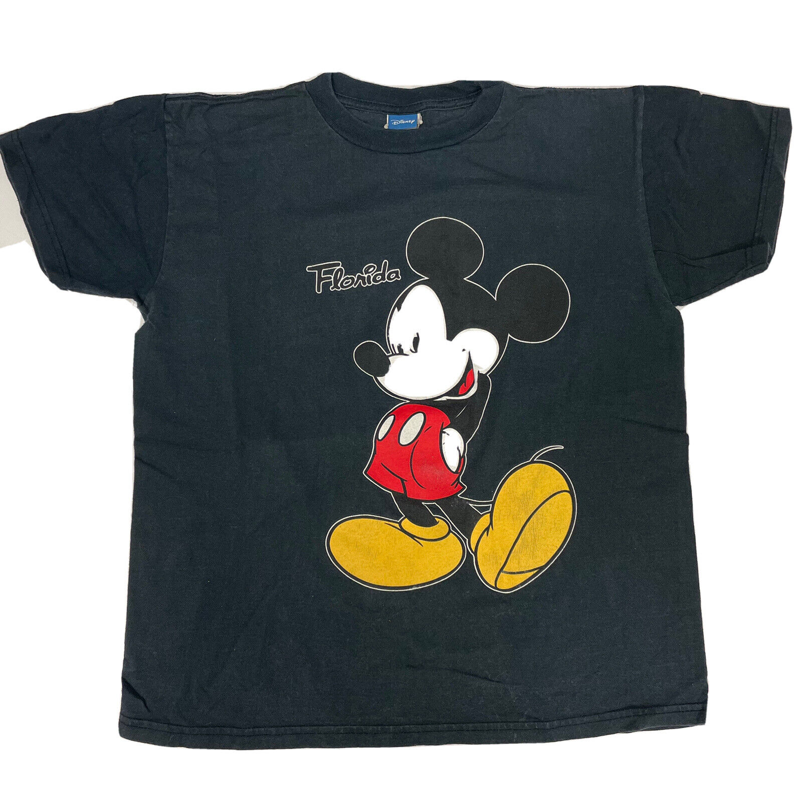 Vtg 80's Walt Disney MICKEY MOUSE Graphic FLORIDA Black Streetwear 50/50 T-Shirt