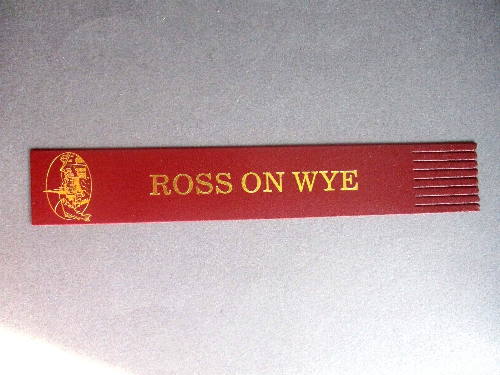 Leather BOOKMARK Ross on Wye Herefordshire Town Scene Burgundy Unused
