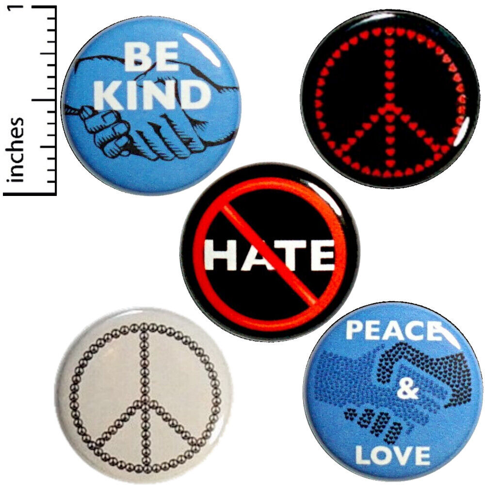 Peace 5 Pack Fridge Refrigerator Magnets Positive No Hate Gift Set 1 Inch MP3-2