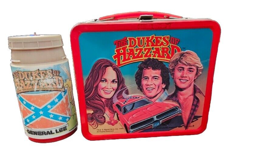 Vintage 1980 Aladdin The Dukes of Hazzard Lunch Box General Lee w/ Thermos🔥🔥
