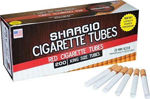 Shargio Red King Size Cigarette Tubes 200 Count Per Box [10-Boxes]